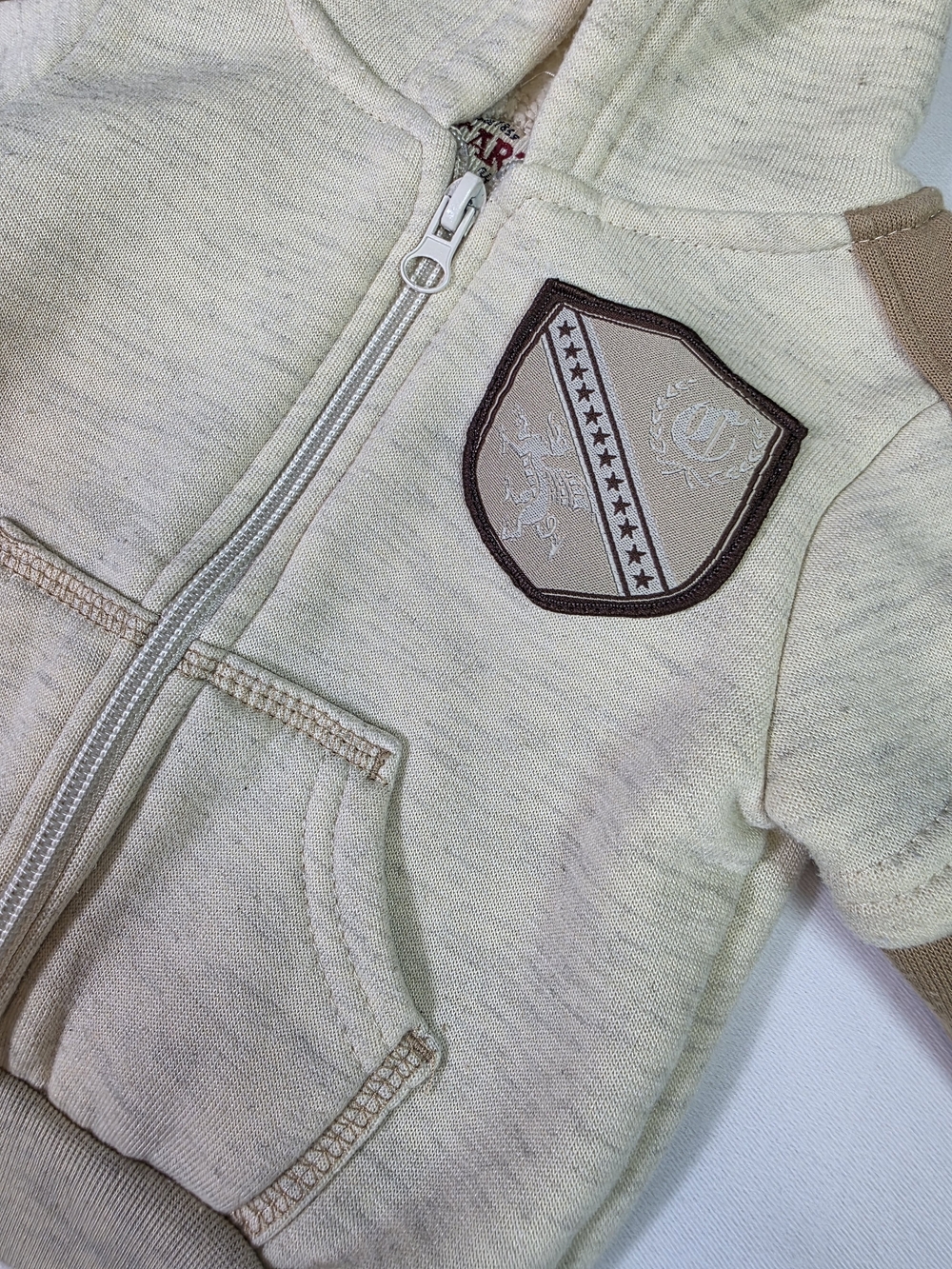Vintage Carter’s Baby Hoodie Jacket 3-6M Cream Zip Y2K Logo - Picture 3 of 8